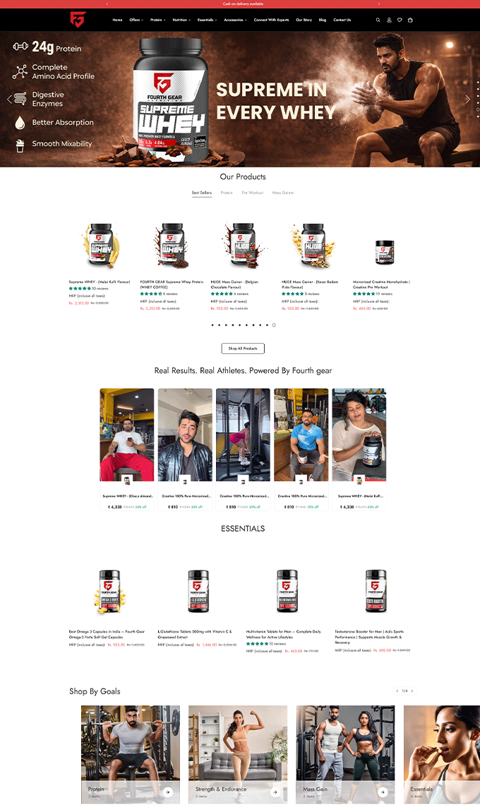 Fourth Gear Nutrition portfolio website screenshot